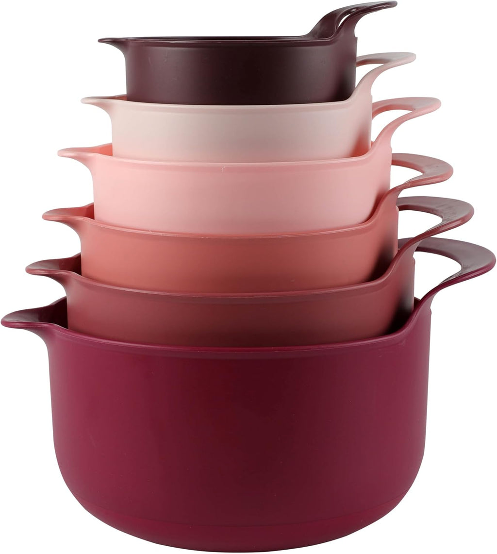 Nesting Plastic Mixing Bowl Set with Pour Spouts and Handles
