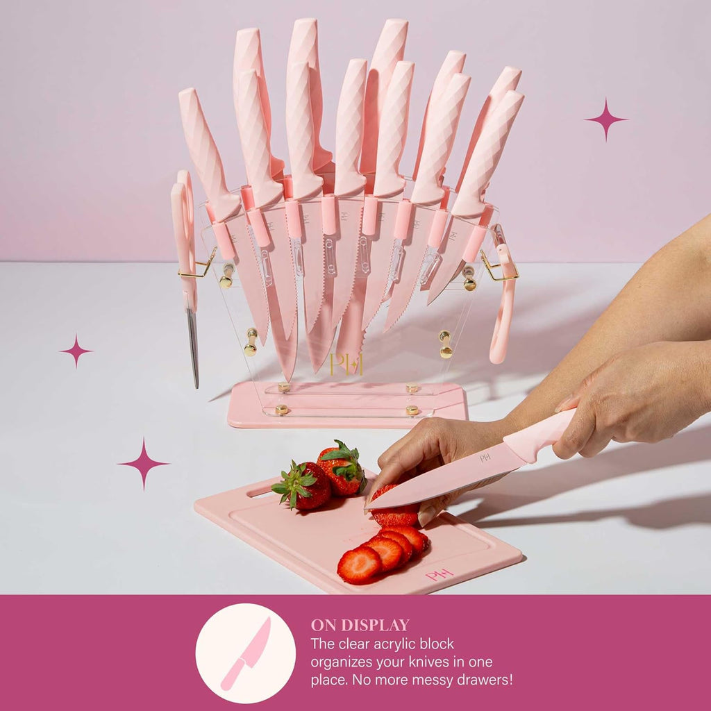 Knife Block Set with Fan Style Clear Acrylic Knife Block Premium 