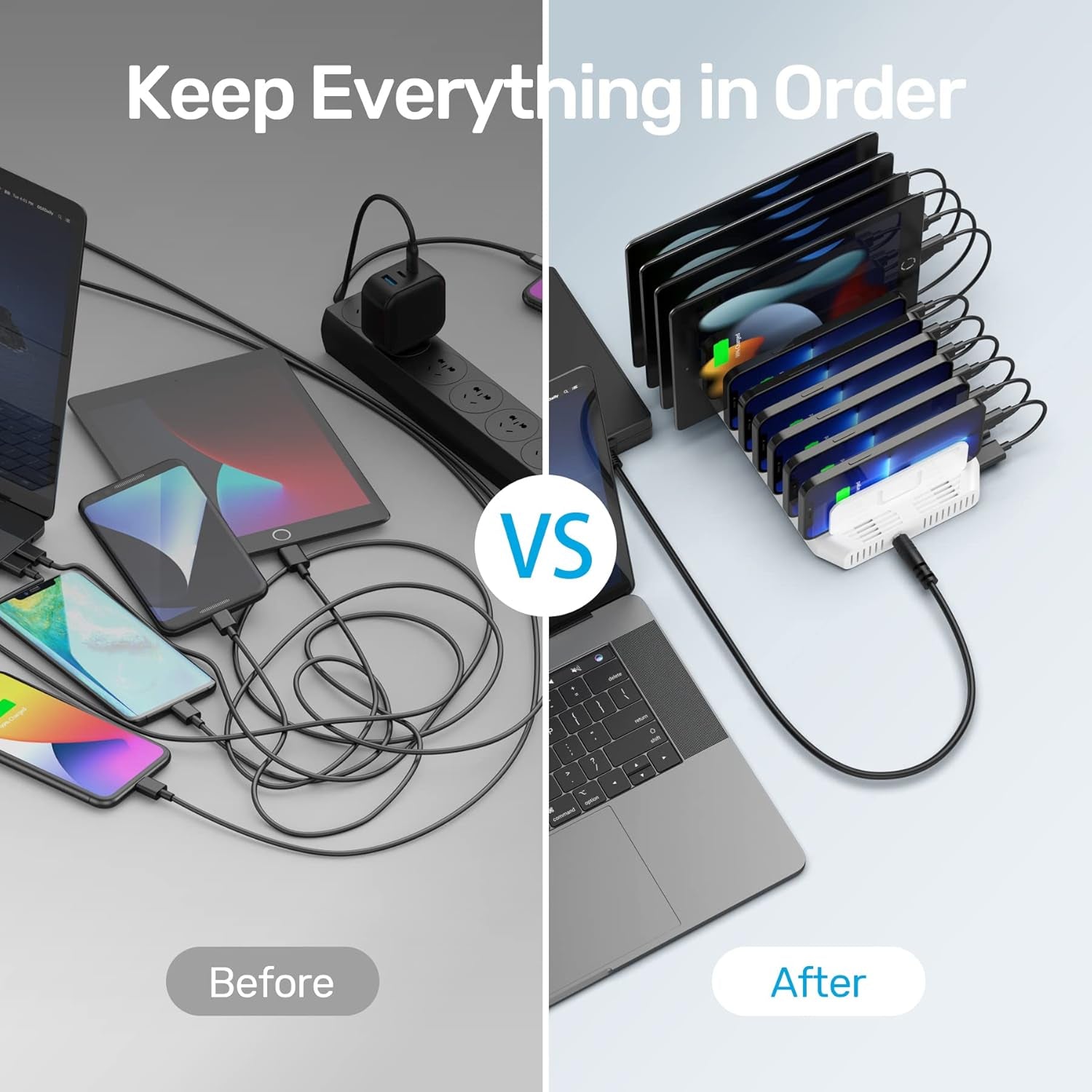 Multi Charging Station, 10-Port USB Charger for Multiple Device 