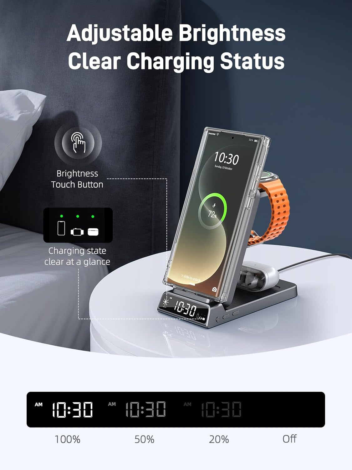 Magnetic Wireless Charger for Samsung, 3 in 1 Charging Station for Samsung Galaxy 
