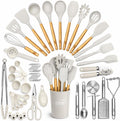 50 PCS Silicone Kitchen Utensils Set Complete Kitchen Set - 800°F Heat Resistant Non-Stick Premium Silicone
