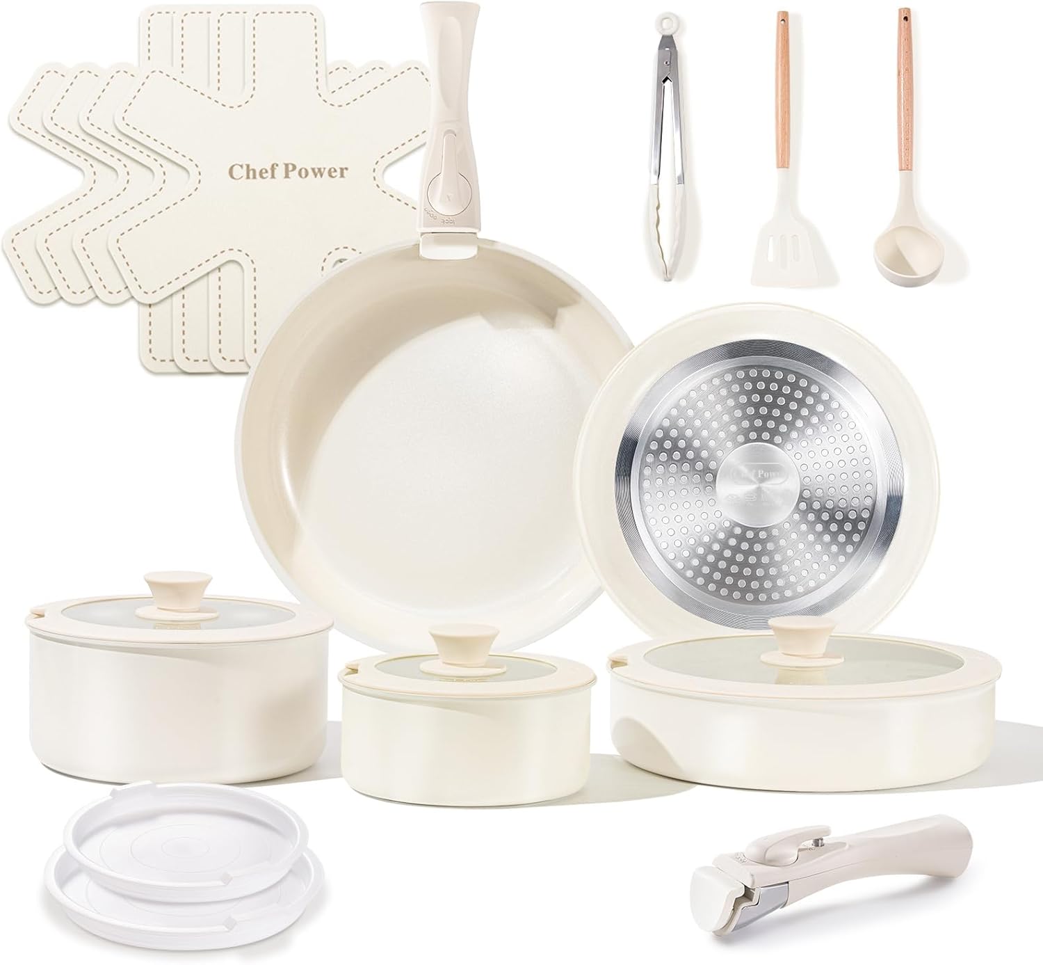 Premium Ceramic Cookware Set Non Toxic with Detachable Handles