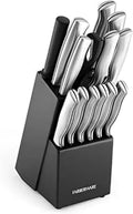 Premium 15-Piece Kitchen High-Carbon Stainless Steel Blades with Wood Block