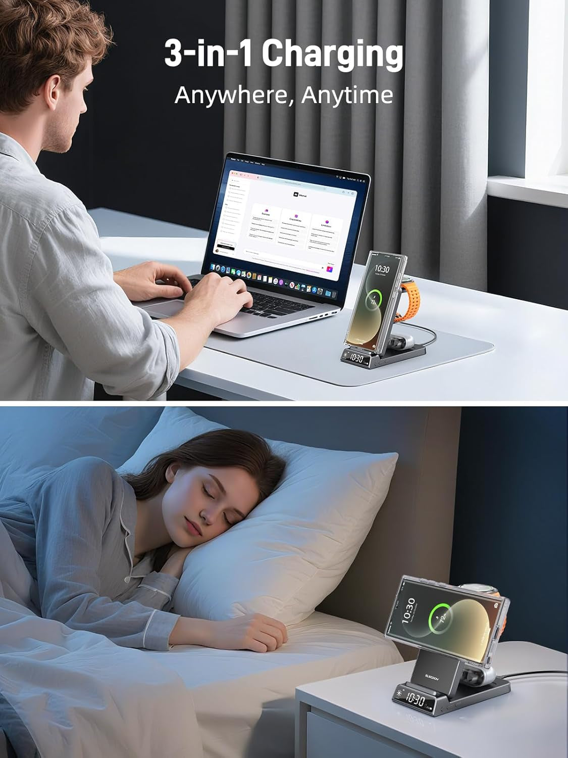 Magnetic Wireless Charger for Samsung, 3 in 1 Charging Station for Samsung Galaxy 
