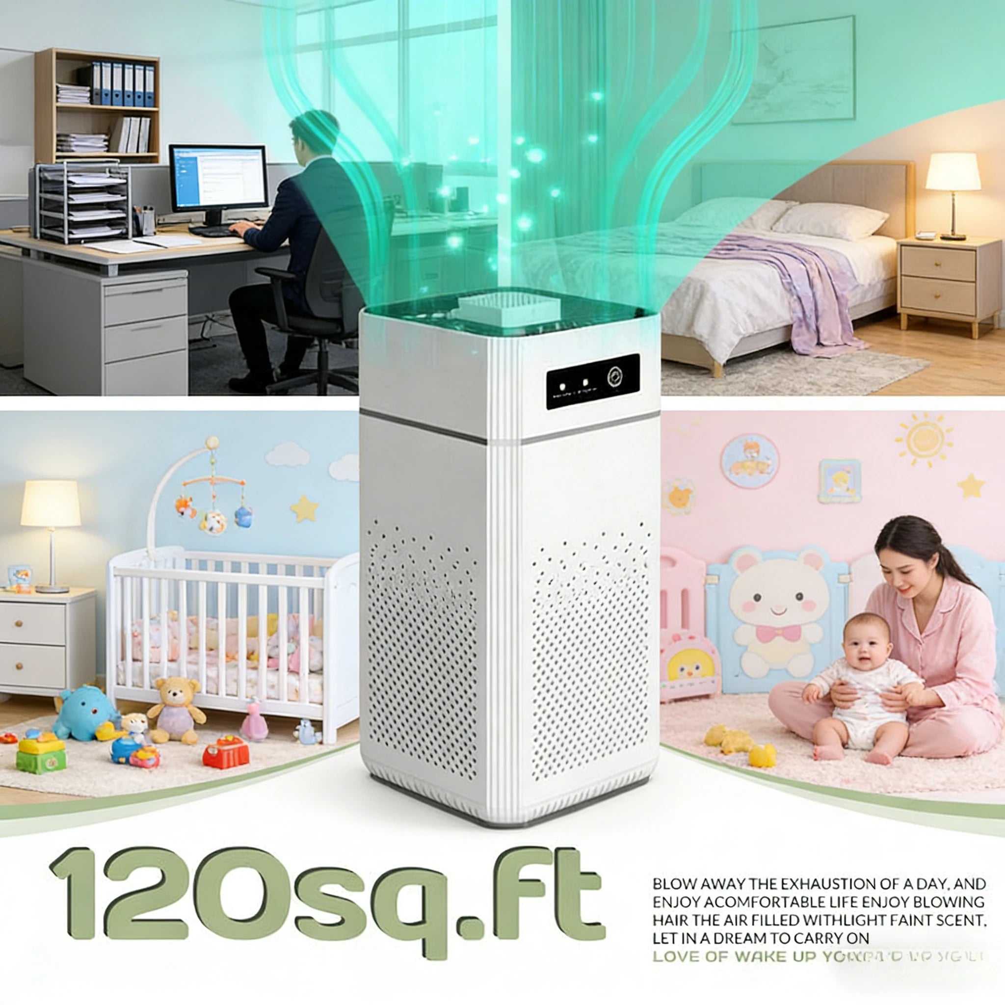 HEPA Air Purifier for Home Bedroom Pets 20Db Low Noise USB Powered 360° Air Intake HEPA Filter for Pollen Smoke Allergies Office