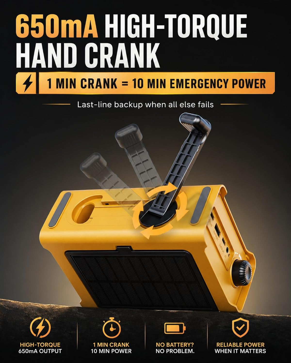 Emergency Weather Radio – Hand Crank Solar, 12000Mah Power Bank