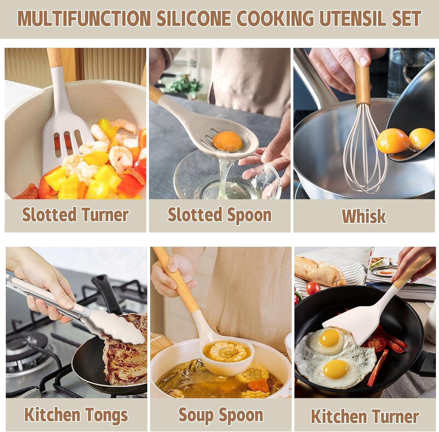 Kitchen Cooking Utensils Set, 33 Pcs Non-Stick Silicone Cooking Kitchen Utensils Spatula Set