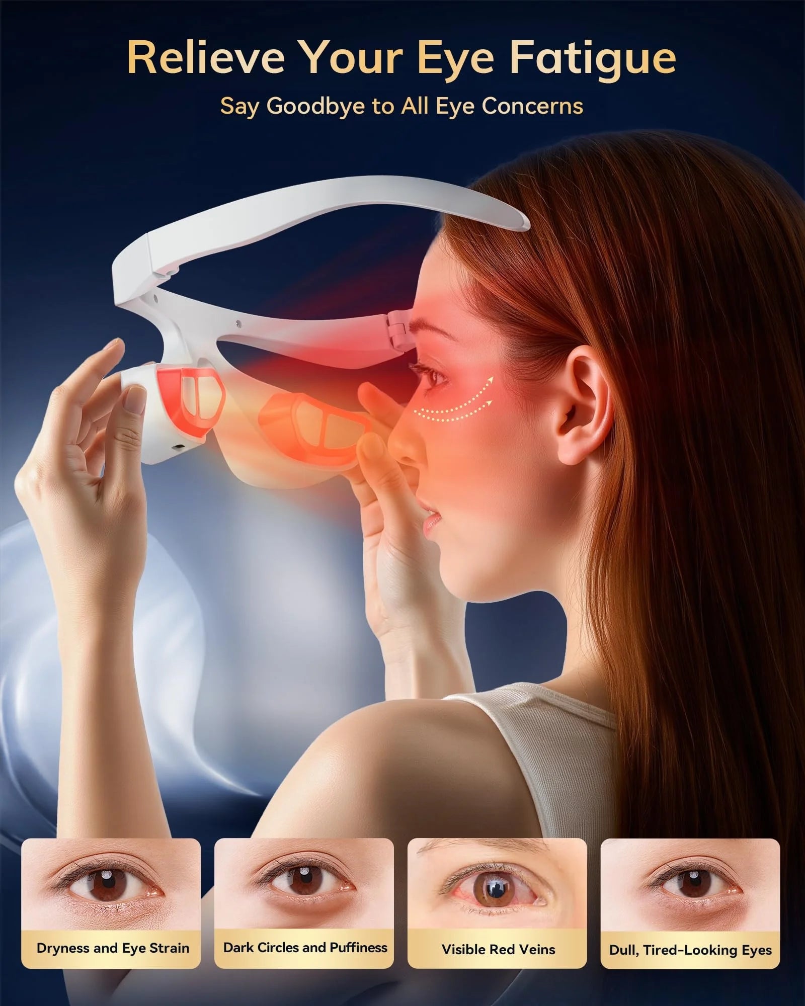 3D Eye Massager 630Nm Red Light Therapy Device for the Treatment of Eye Bags&Dark Circles&Puffiness Periorbital for Treating