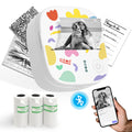 YISORA Mini Portable Sticker Printer , Mini Thermal Printer with 4 Rolls Paper, Bluetooth Inkless Printpods, Pocket Label Maker