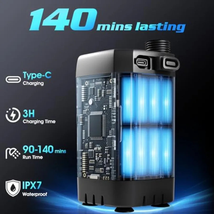 Portable Shower with Heaterportable Shower for Camping with 2000W Auto-Off Heater 4 Spray Modes Lasting 140 Mins LED Display Po