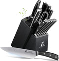 Knife Set, Upgrade 15 Pcs Knife Block Set with Widened Ventilated Slot