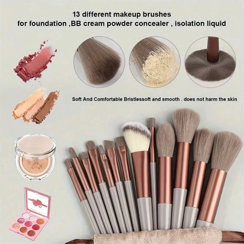 13 Soft Makeup Brushes Set with Perfect Soft Pouch - Premium Makeup Tools,Made of High Quality Fibers,Girly Fashion Items