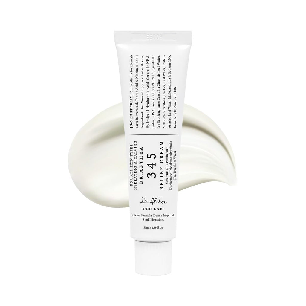 345 Relief Cream | PDRN & Hyaluronic Acid for Hydration, Blemish Care | Post-Acne Face Moisturizer with Centella & Niacinamide | Korean Vegan Skincare, 1.69 Fl Oz (Ver.2 - Pack of 1)