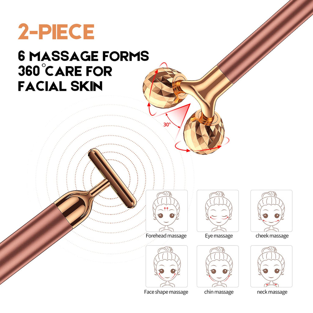 Premium 2-IN-1  24K Golden Pulse Facial Face Massager