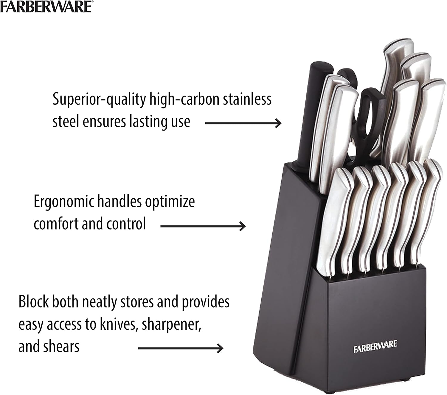 Premium 15-Piece Kitchen High-Carbon Stainless Steel Blades with Wood Block