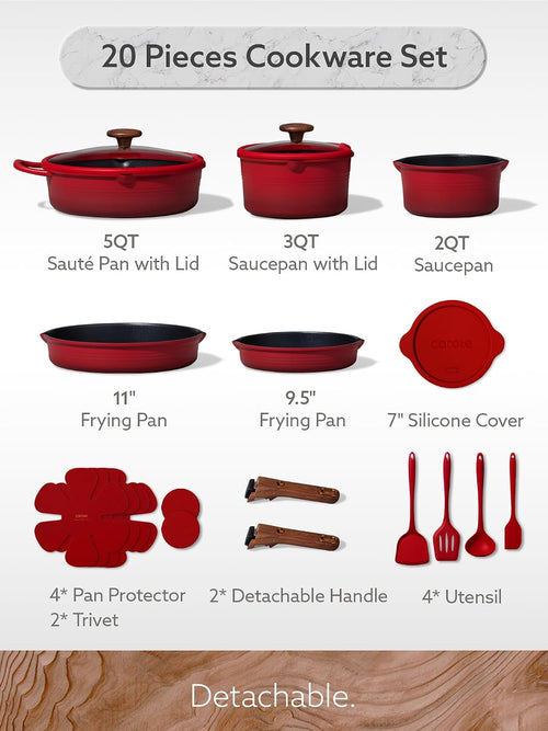 20Pcs Titanium Cookware Set, Pots and Pans Set Non Stick