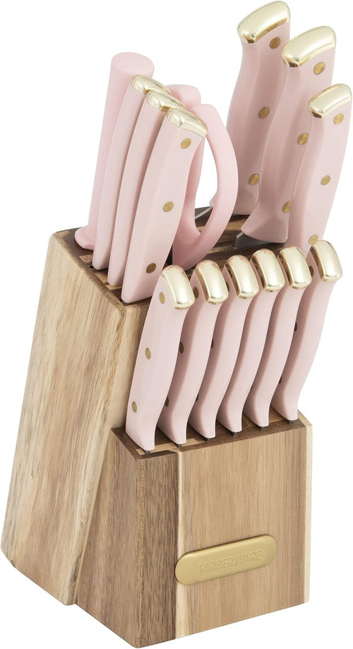 15-Piece Knife Block Set with Black Soft-Grip Handles and Graphite Block 