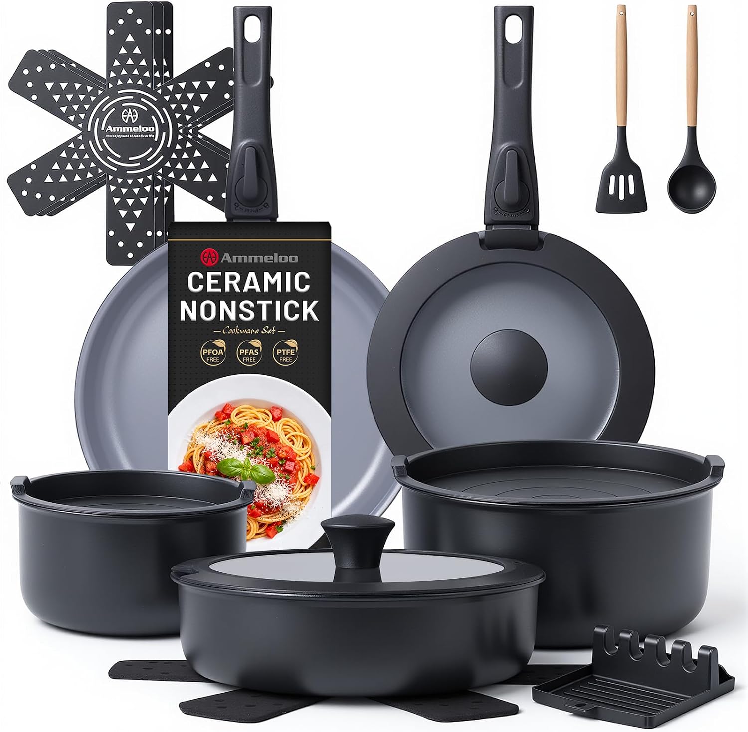 Premium Quality 18-Piece Ceramic Pots and Pans Set Non Stick