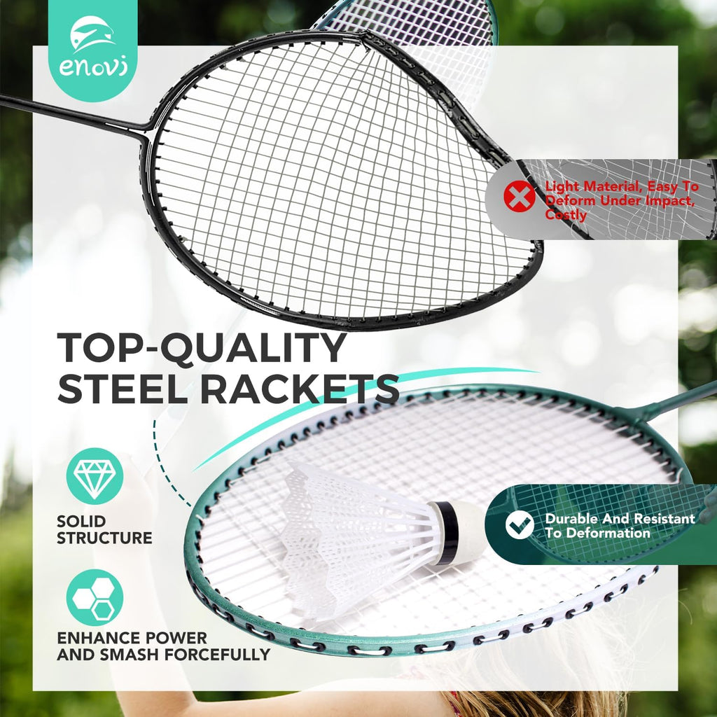 Easygo Badminton Set with Net, 4 Rackets