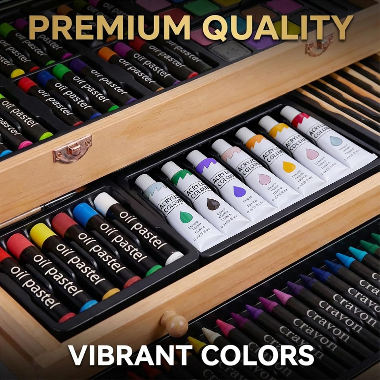 175-Pack Deluxe Wooden Art Set Drawing Painting Kit with 2 Drawing Pads