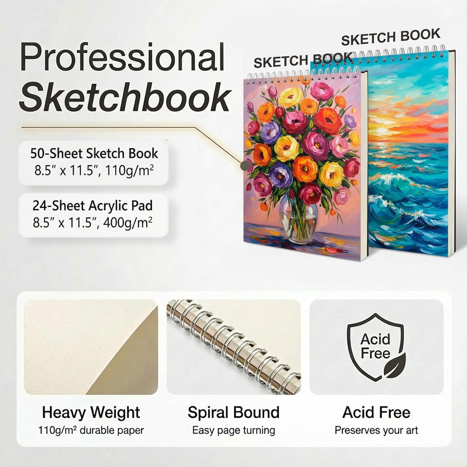 175-Pack Deluxe Wooden Art Set Drawing Painting Kit with 2 Drawing Pads