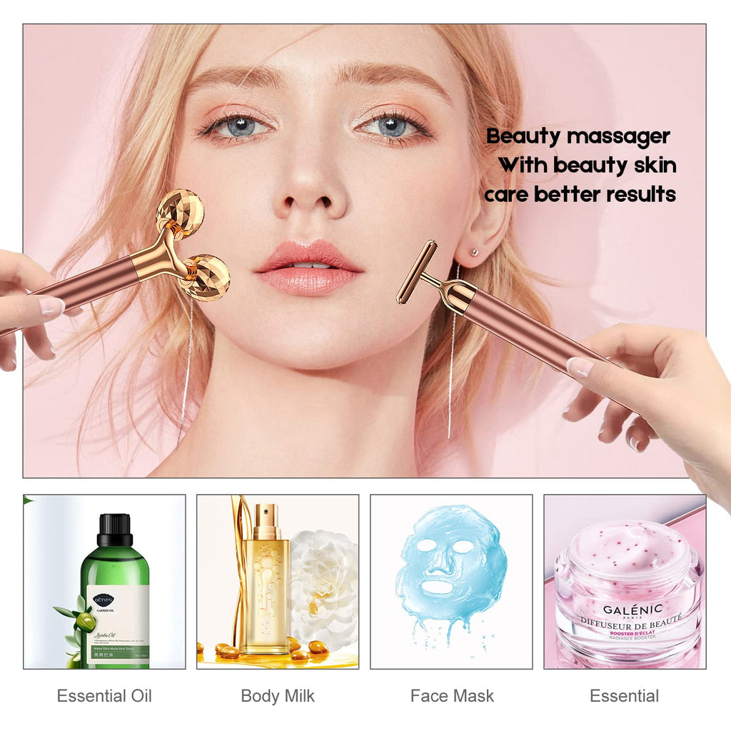 Premium 2-IN-1  24K Golden Pulse Facial Face Massager