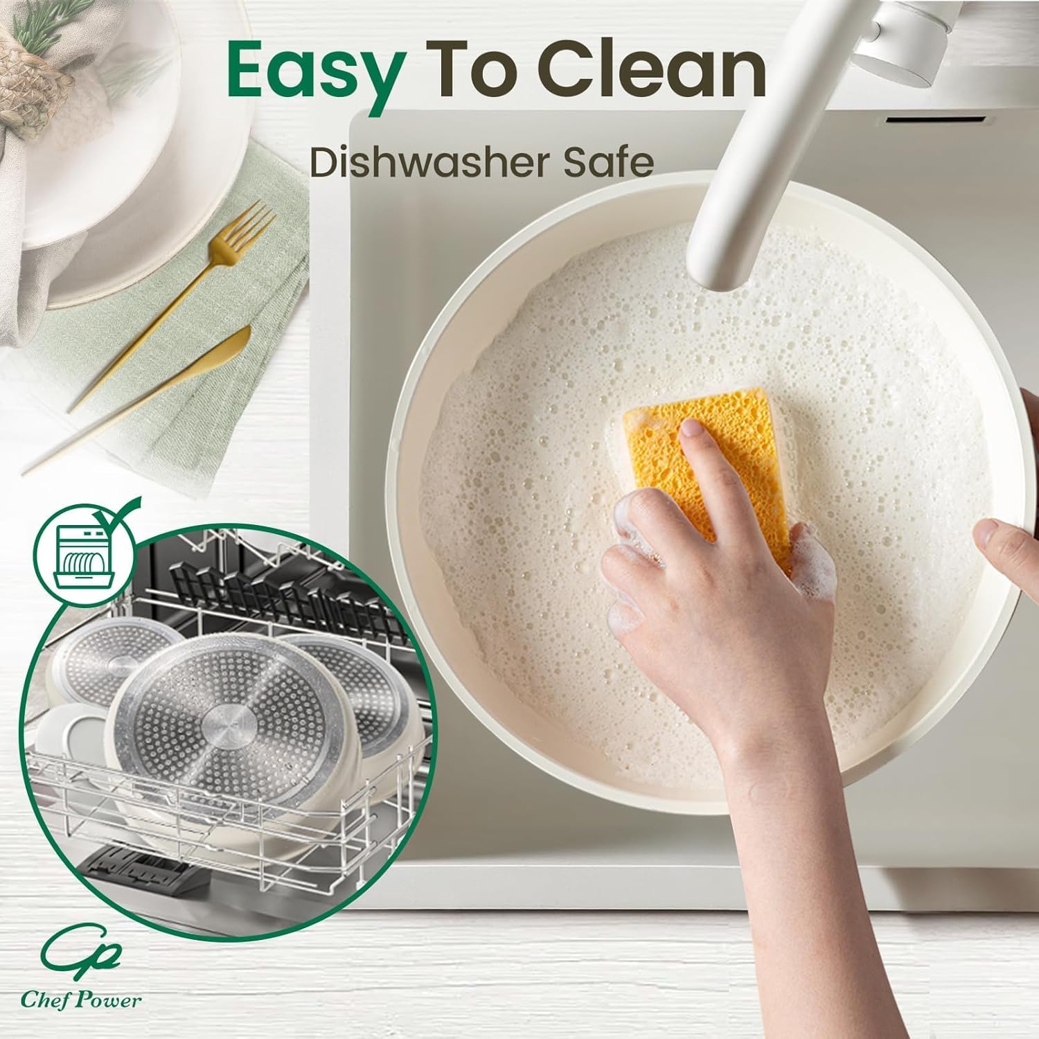Premium Ceramic Cookware Set Non Toxic with Detachable Handles