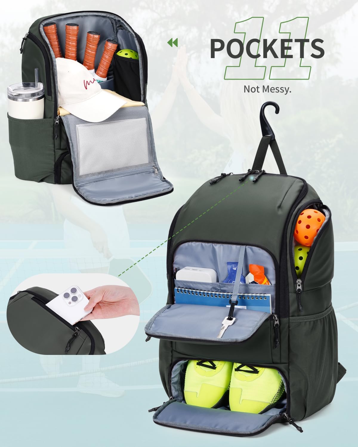 Premium Pickleball Bag Large Sports Pickleball Backpack with Shoe Compartment 
