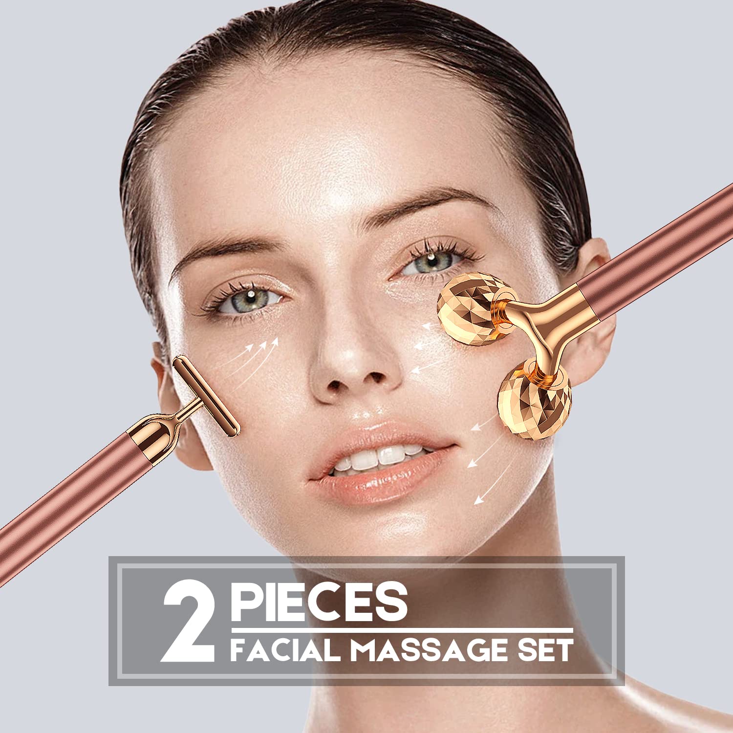Premium 2-IN-1  24K Golden Pulse Facial Face Massager