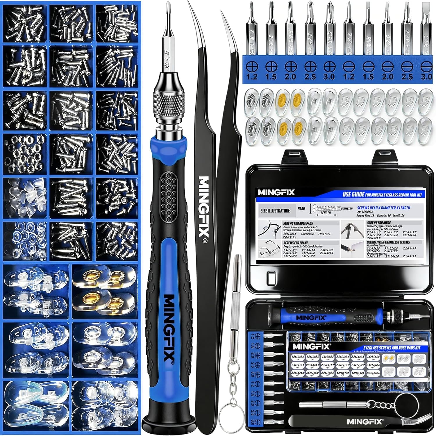 Eyeglass Sunglass Repair Kit, Magnetic Eye Glasses Repairing Tool Kit with Assorted Screws
