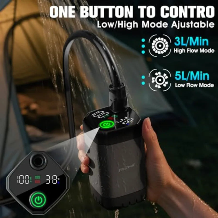 Portable Shower with Heaterportable Shower for Camping with 2000W Auto-Off Heater 4 Spray Modes Lasting 140 Mins LED Display Po