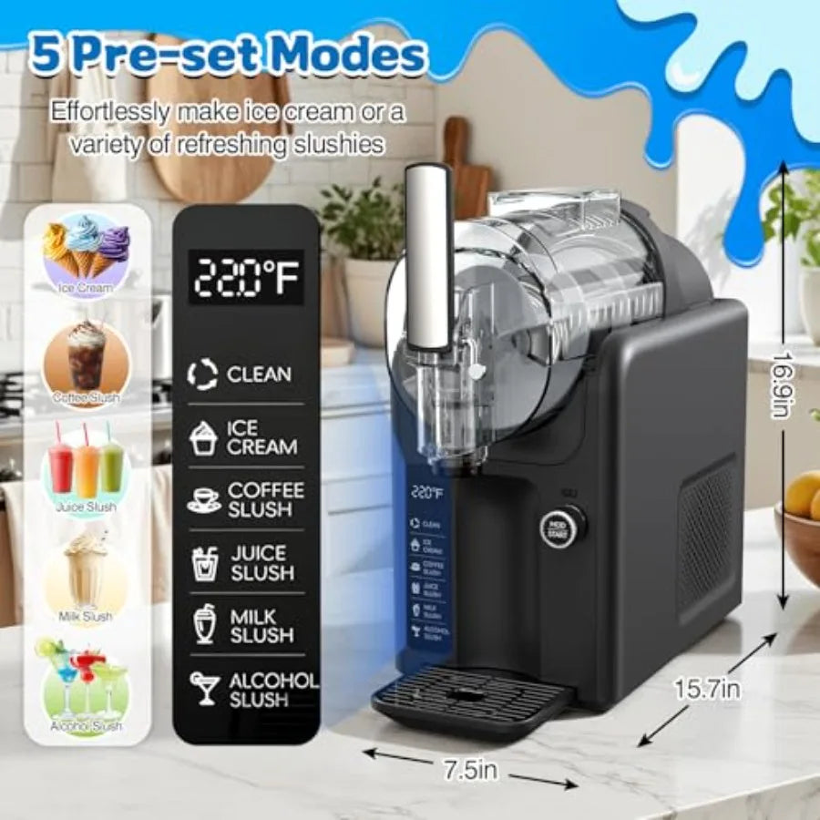 68 Oz 2-In-1 Soft Serve Ice Cream Slushie Machine for Home with 6 Pre-Set Modes No Ice Needed Frozen Drink Maker for Margarita