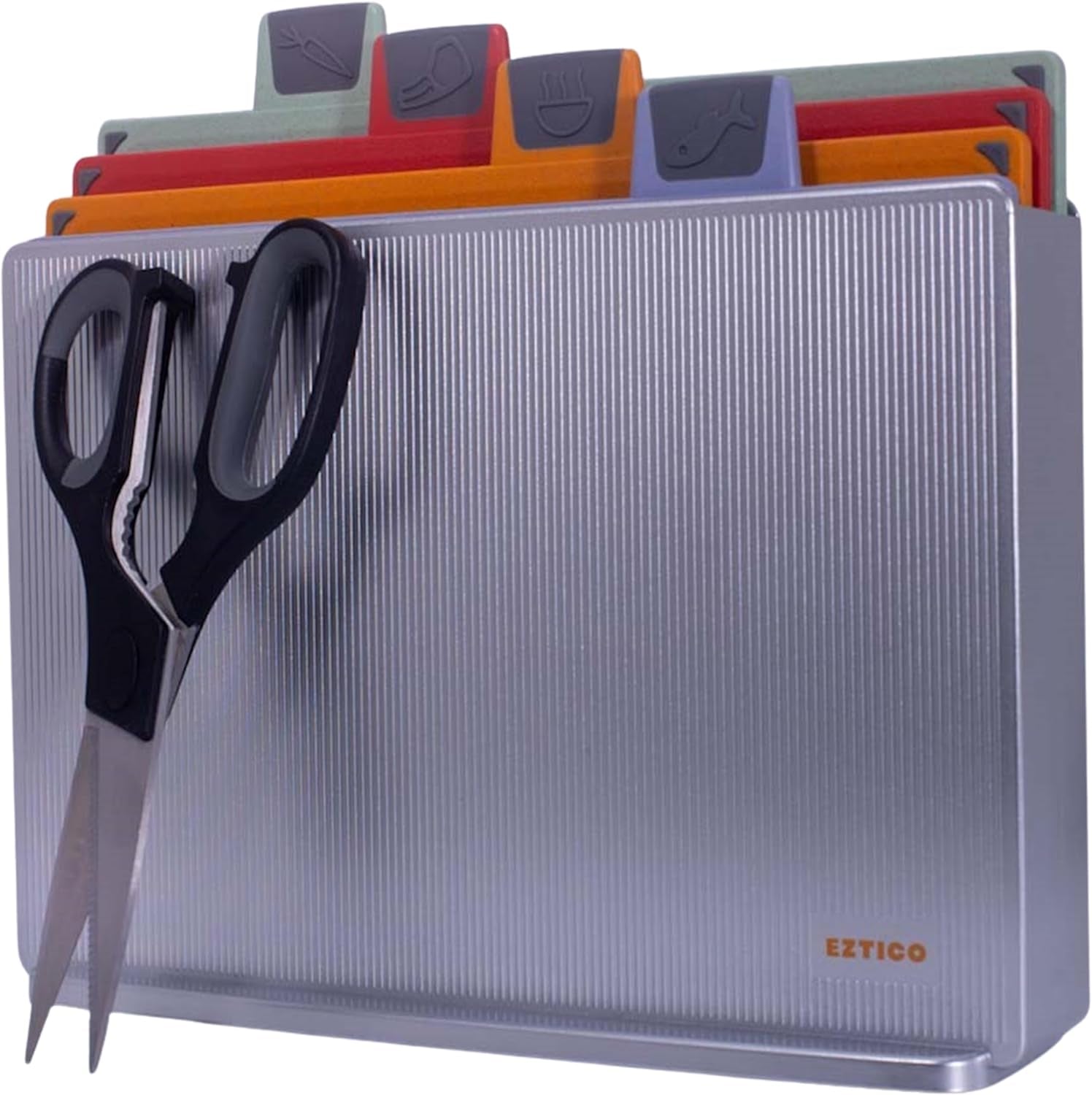 4-Piece Non-Toxic Cutting Board Set with Premium Scissors and Holder