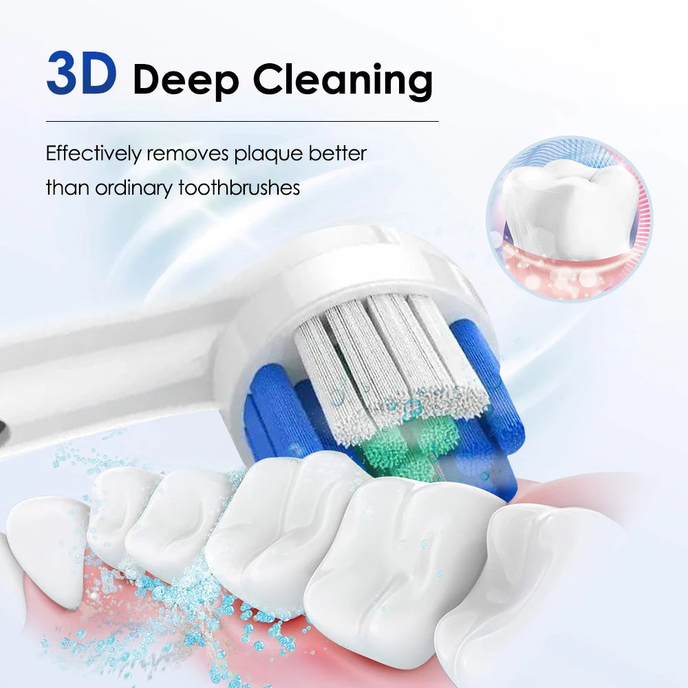 Smart Rotary Electric Toothbrush 5 Mode Oral Teeth Whitening Cleaning Timer Electric Teethbrush with 4 Teethbrush Heads