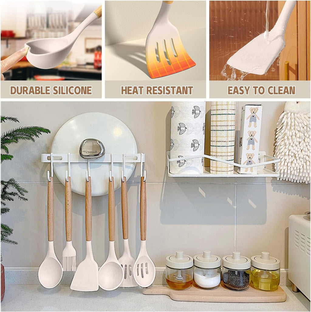Kitchen Cooking Utensils Set, 33 Pcs Non-Stick Silicone Cooking Kitchen Utensils Spatula Set