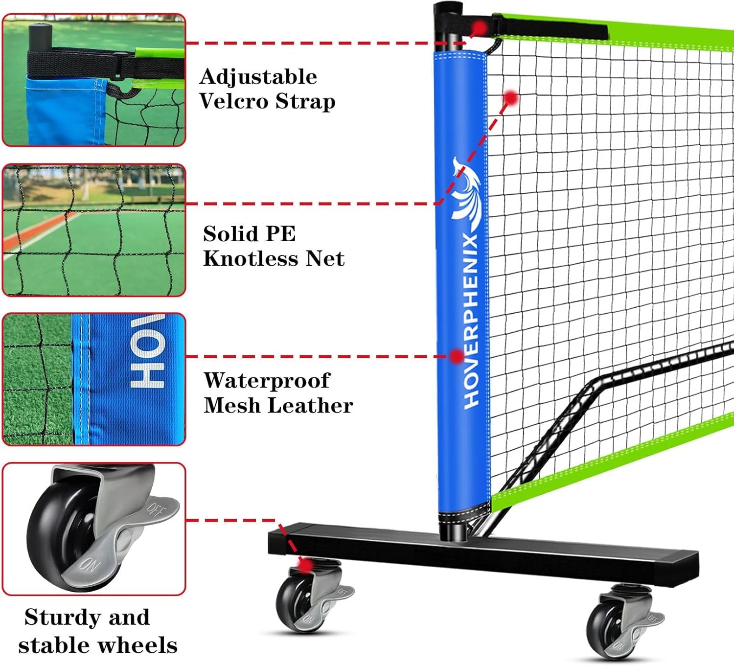 Portable Pickleball Net Set, 22FT Pickle Ball Net with Paddle Set of 4 