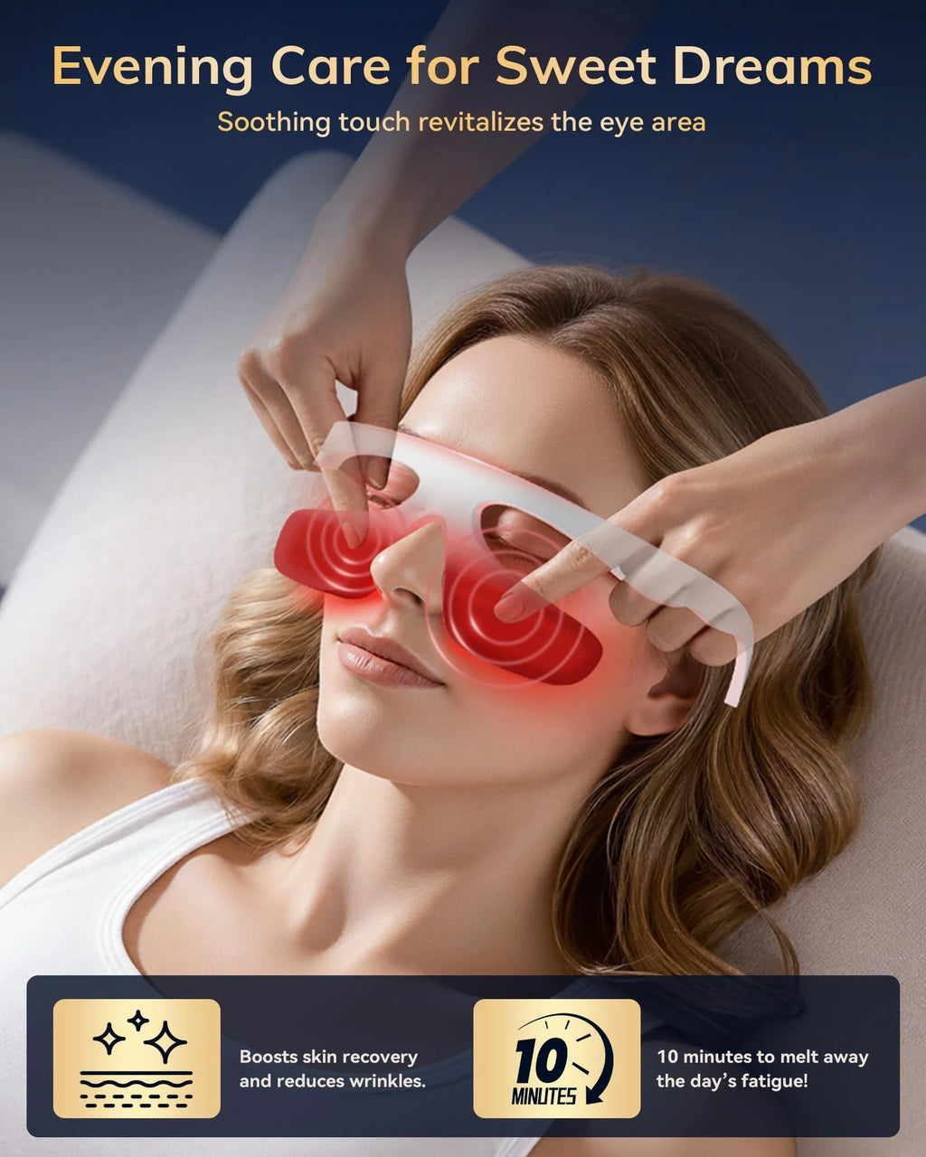 3D Eye Massager 630Nm Red Light Therapy Device for the Treatment of Eye Bags&Dark Circles&Puffiness Periorbital for Treating