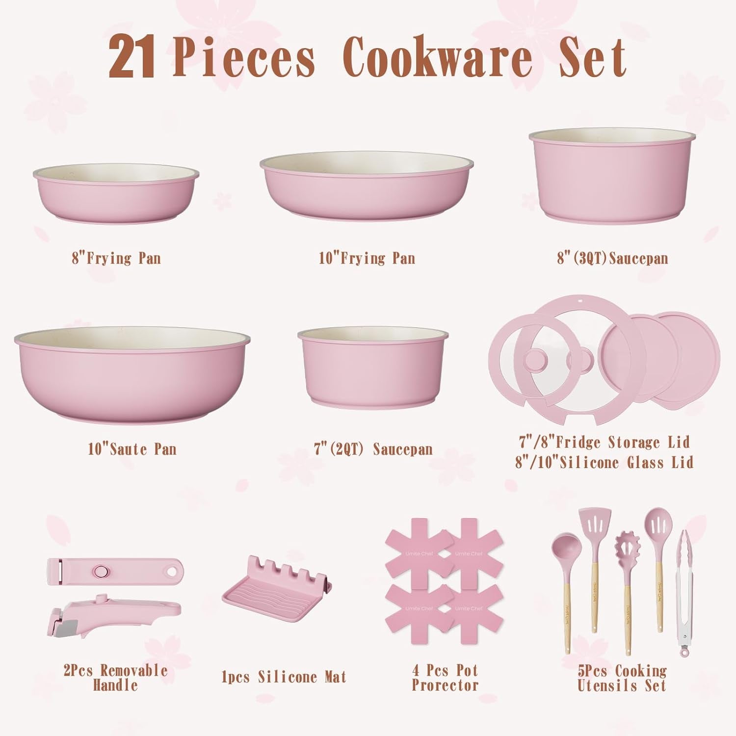 Premium 21 Pcs Nonstick Ceramic Cookware Set