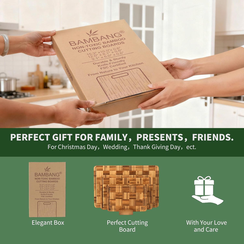 Bamboo Cutting Board for Kitchen with Juice Groove