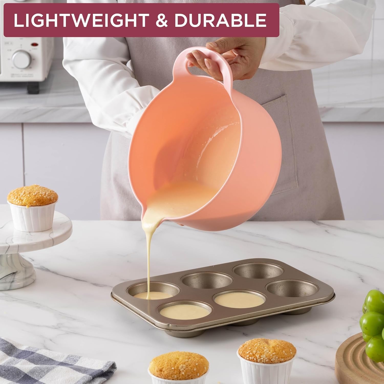 Nesting Plastic Mixing Bowl Set with Pour Spouts and Handles