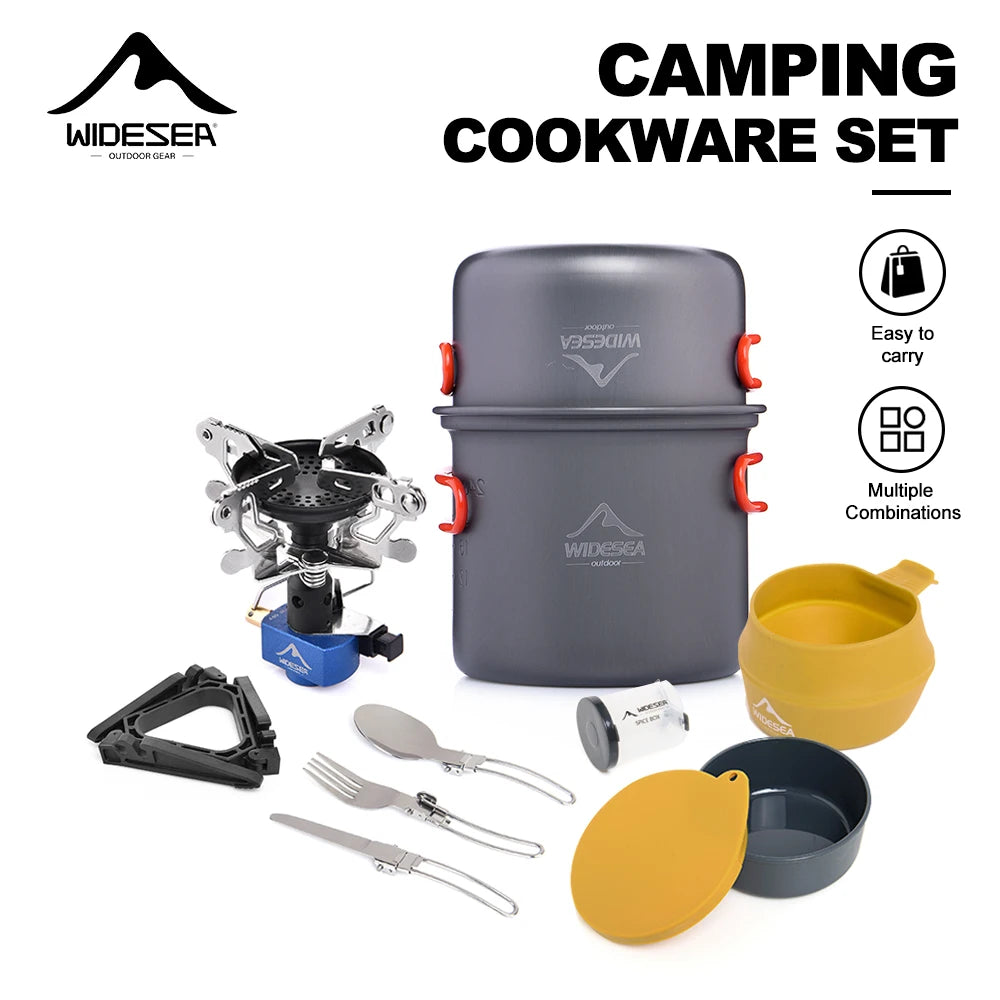 Camping Gas Stove Tableware Set Portable Gear Tourist Gadgets Kitchen Stuff Cooking Survival Camper Accessories Supplies