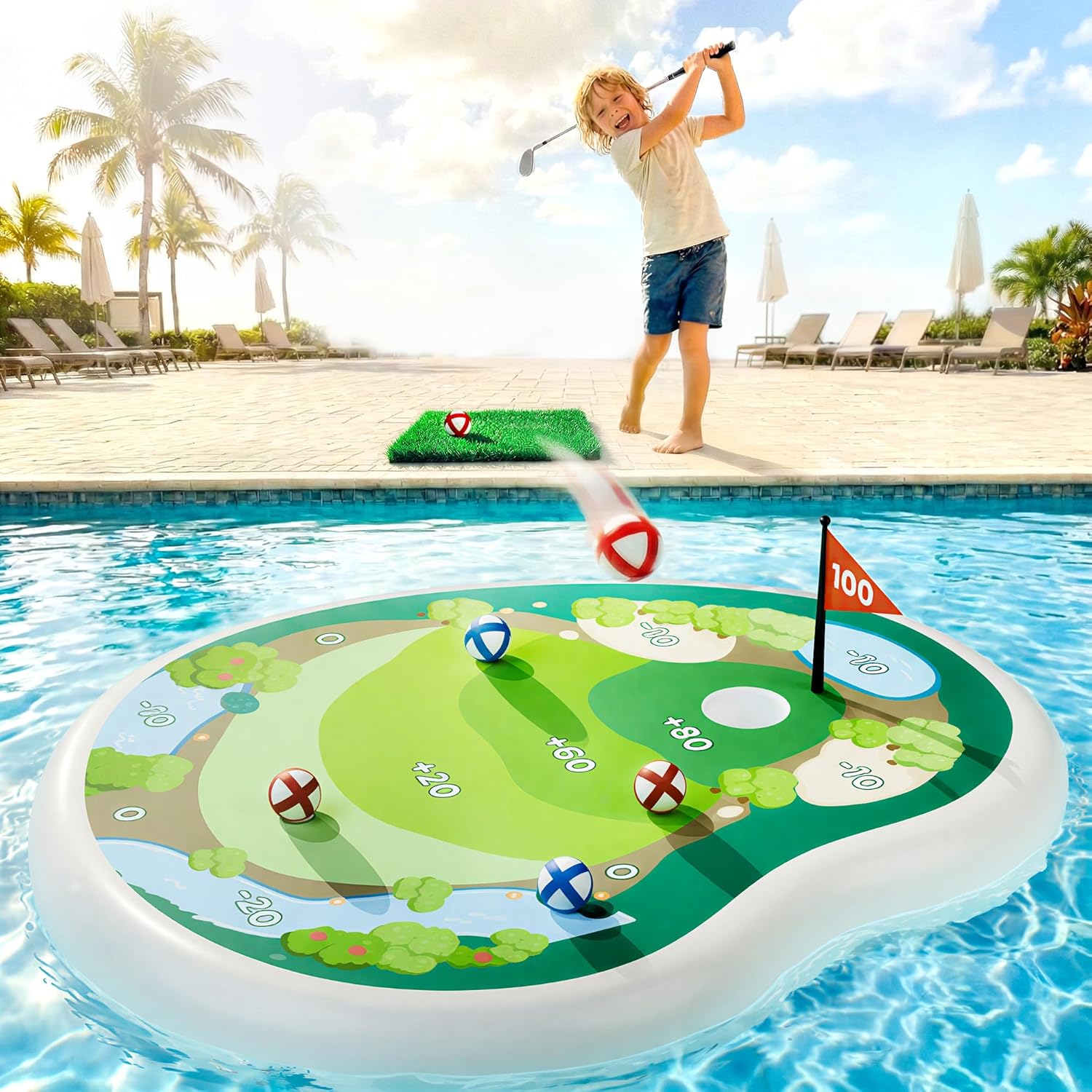 Kids Inflatable Golf Pool Toys, Fun Swimming Pool Game