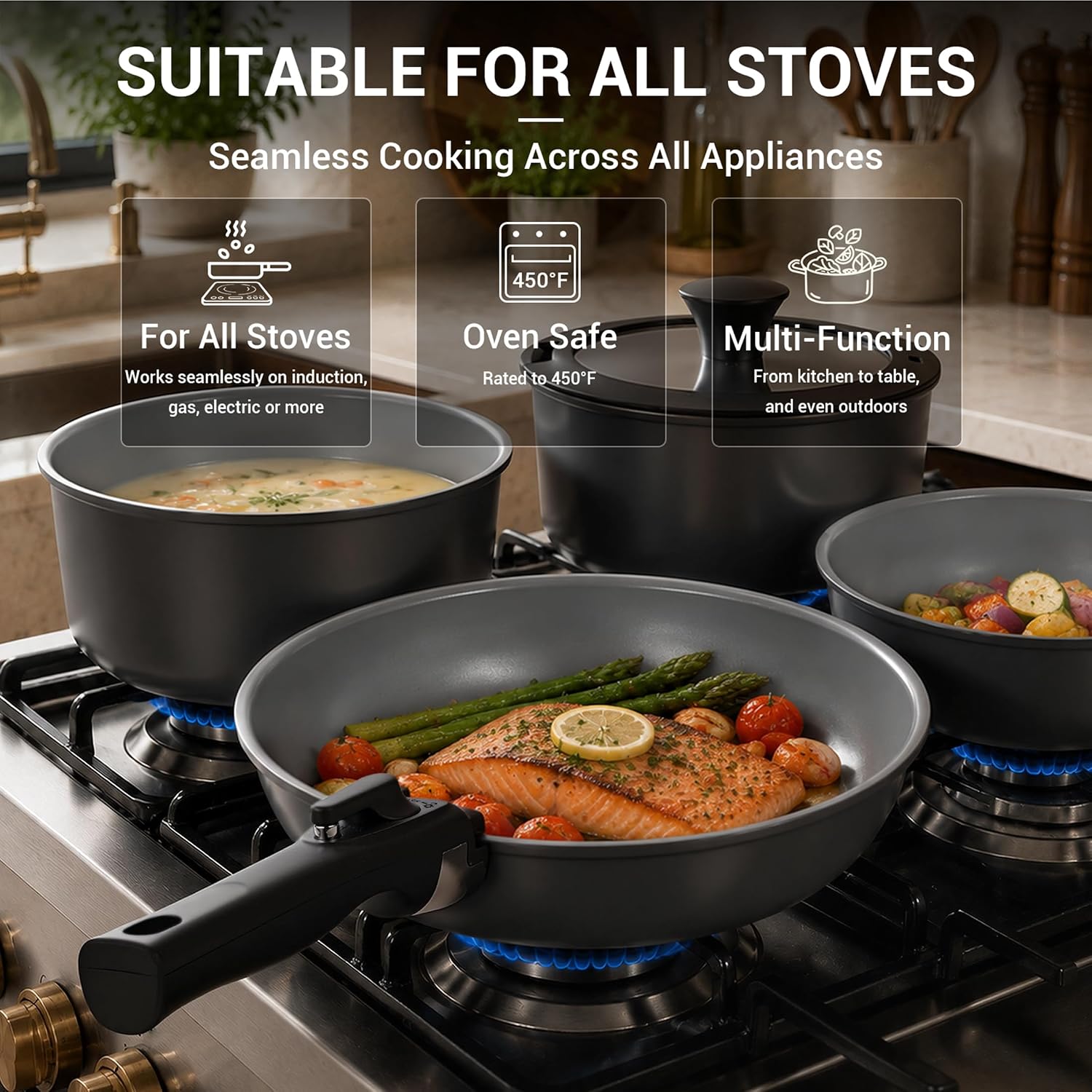 Premium Quality 18-Piece Ceramic Pots and Pans Set Non Stick