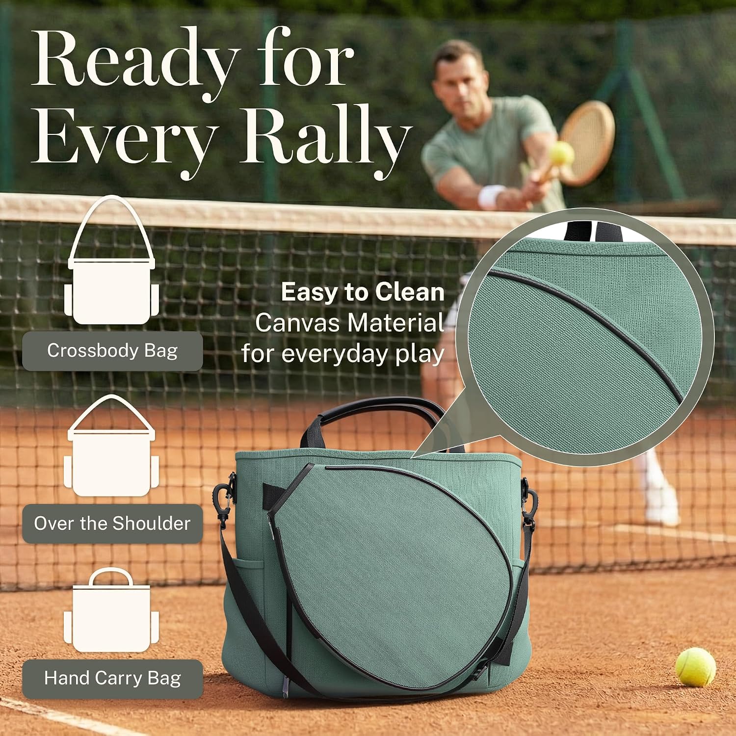 Tennis Bags for Women Men - Sleek Tennis Racket Bag for Sports Accessories with 2 Detachable Racket Cases 