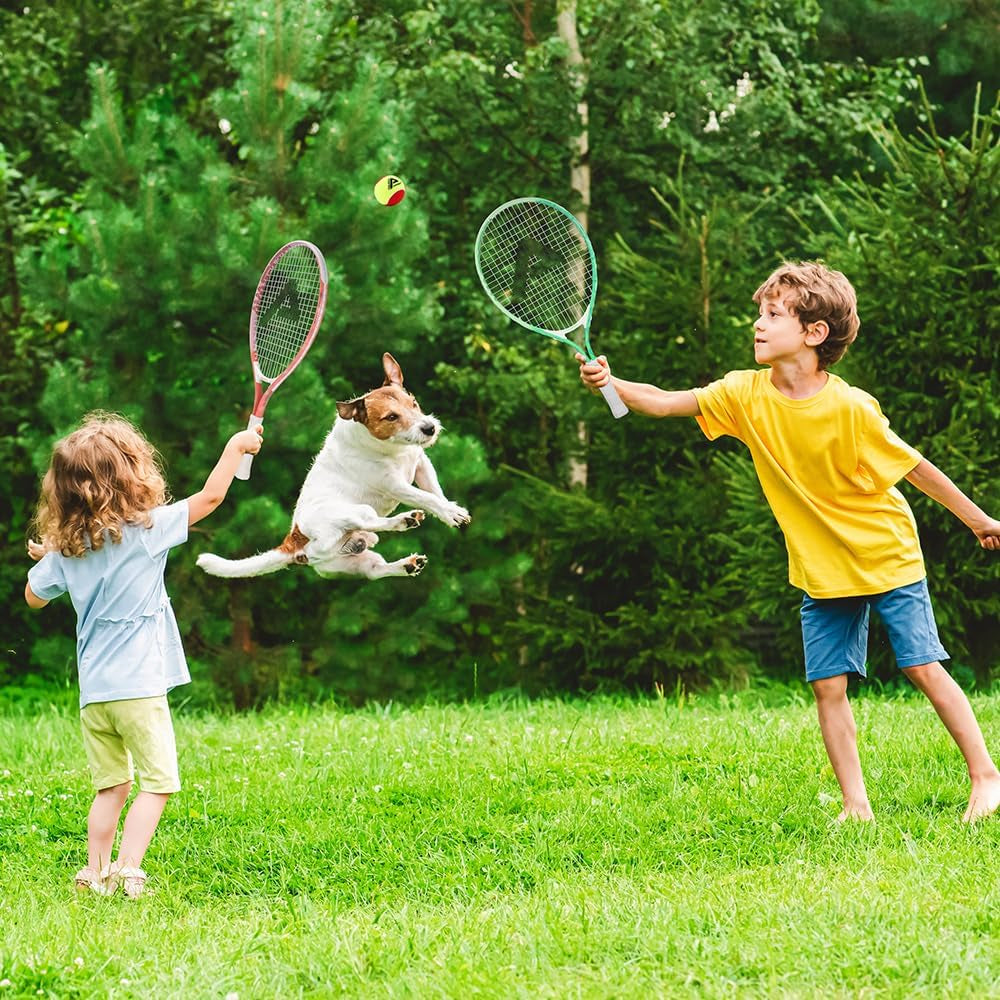 17" Graffiti Pink Kids Tennis Racket with 17" Green Kids Tennis Racket