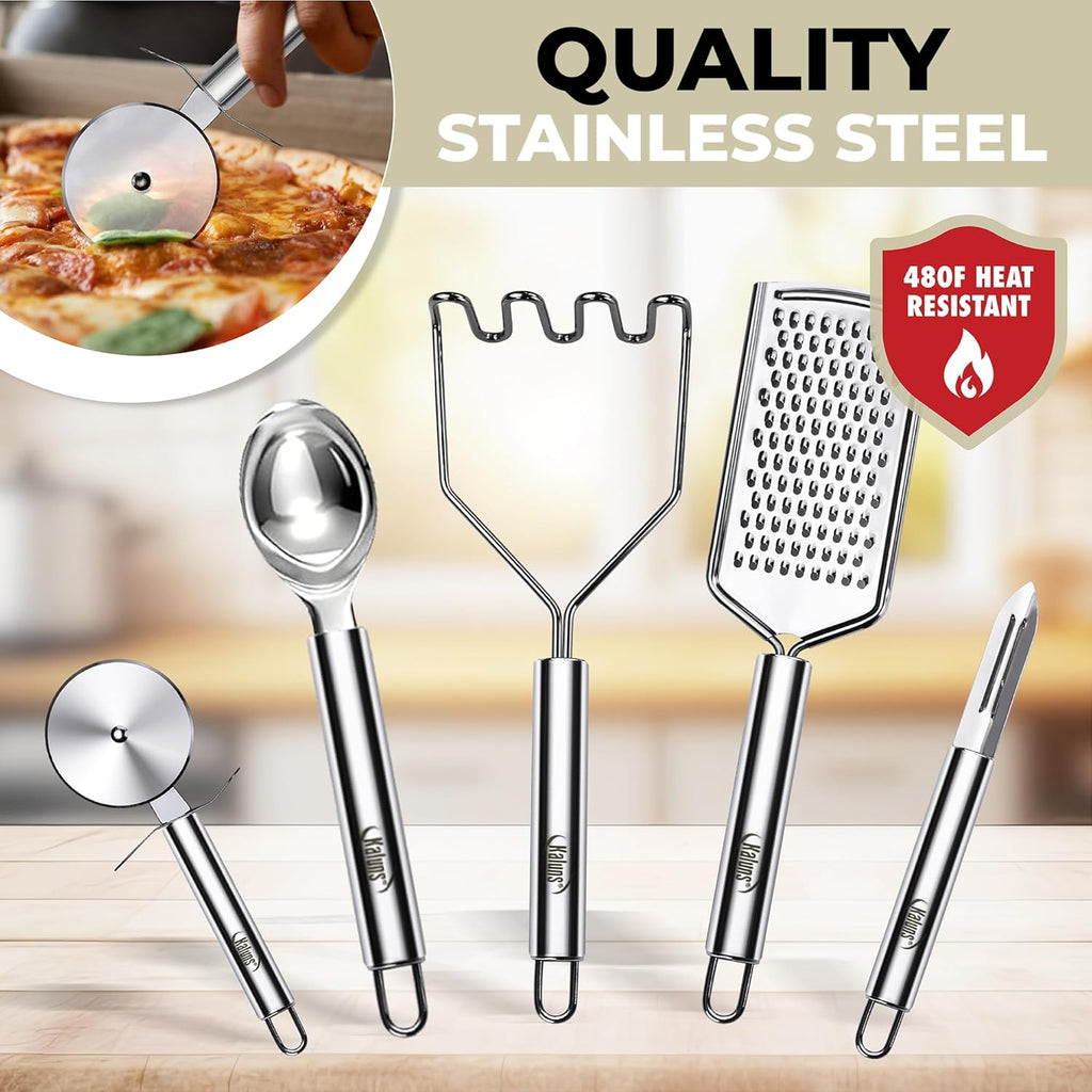 50 PCS Silicone Kitchen Utensils Set Complete Kitchen Set - 800°F Heat Resistant Non-Stick Premium Silicone