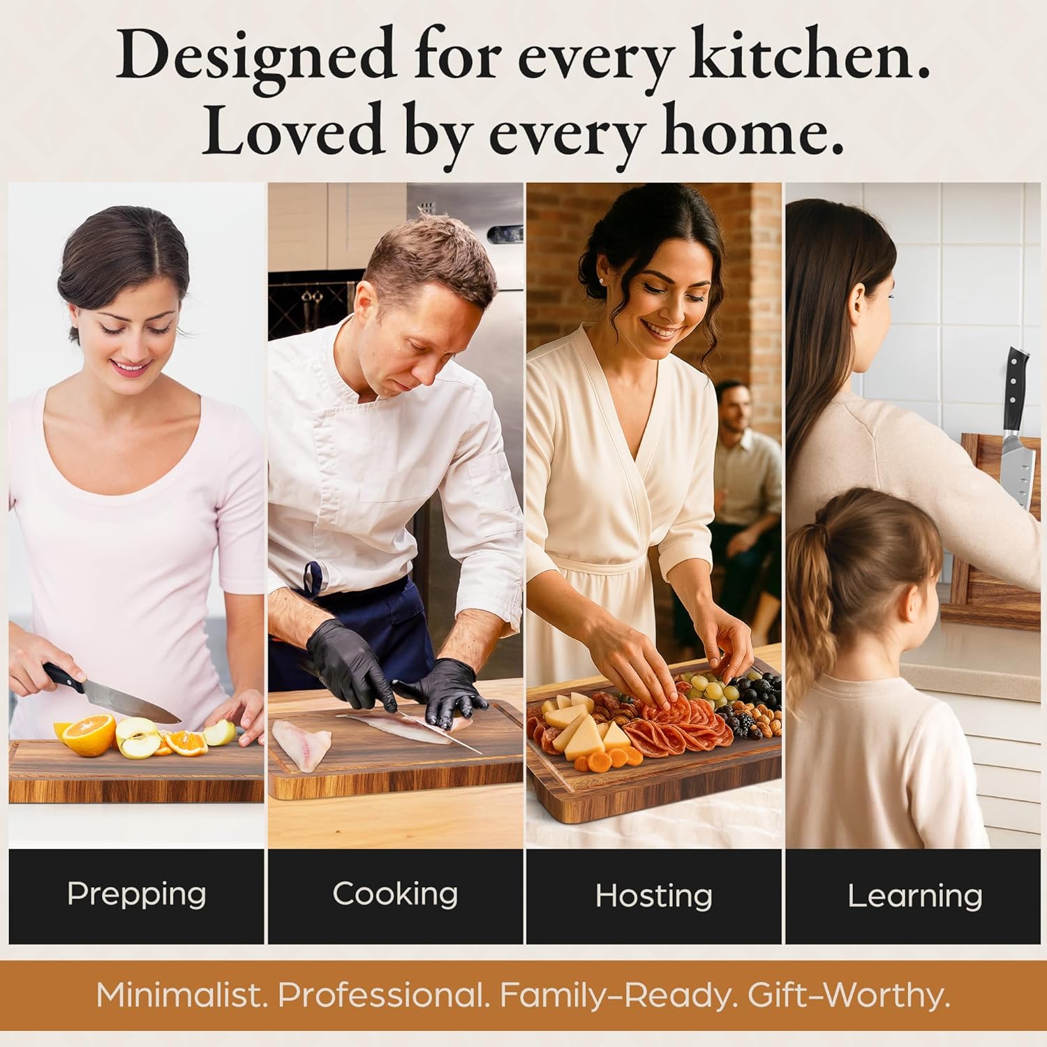  Premium 3 in 1 Magnetic Knife Block Stand, 14"X10"  Wooden Magnetic Knife Holder - Acacia Display Holder Double Sided Storage Rack Magnets for Knives 