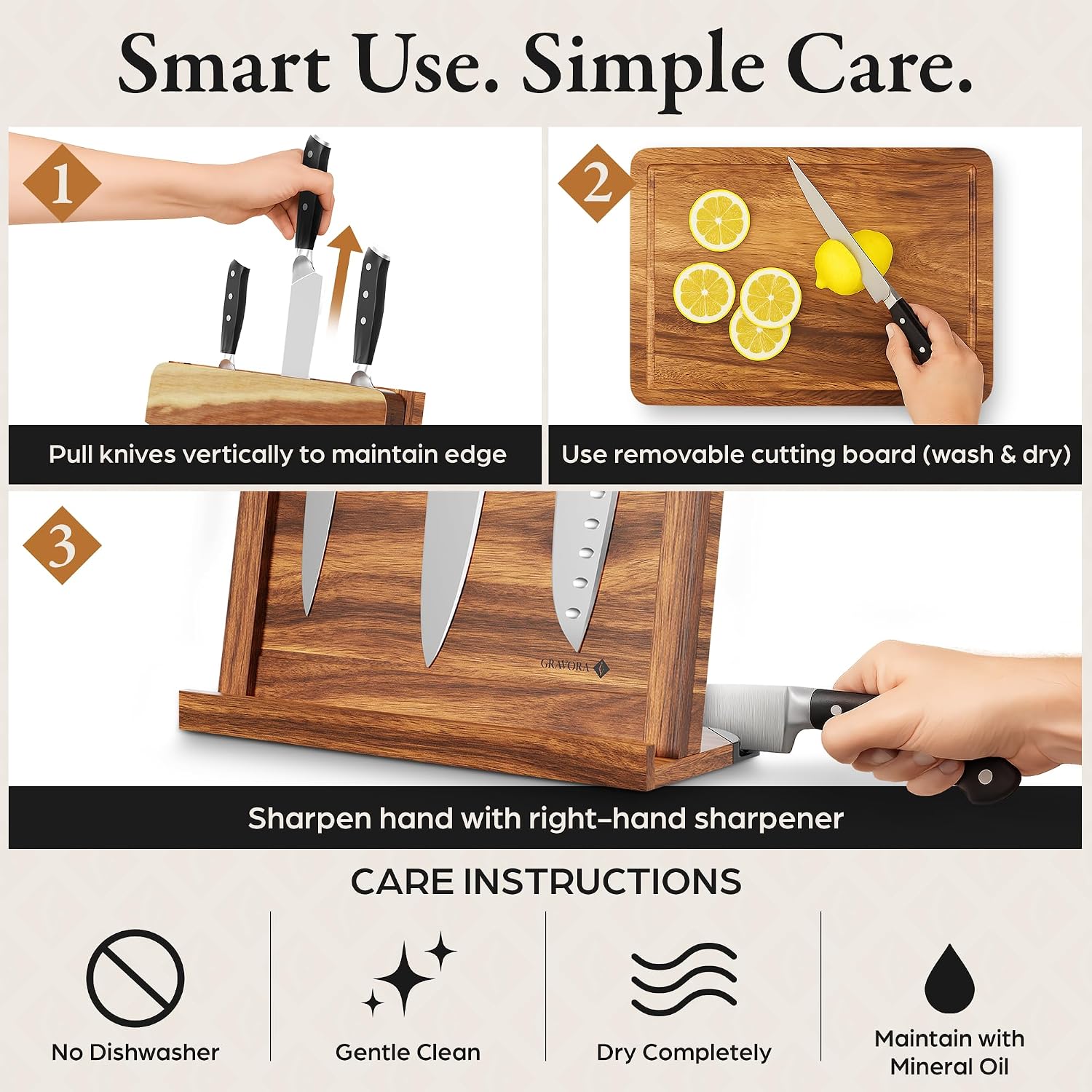  Premium 3 in 1 Magnetic Knife Block Stand, 14"X10"  Wooden Magnetic Knife Holder - Acacia Display Holder Double Sided Storage Rack Magnets for Knives 