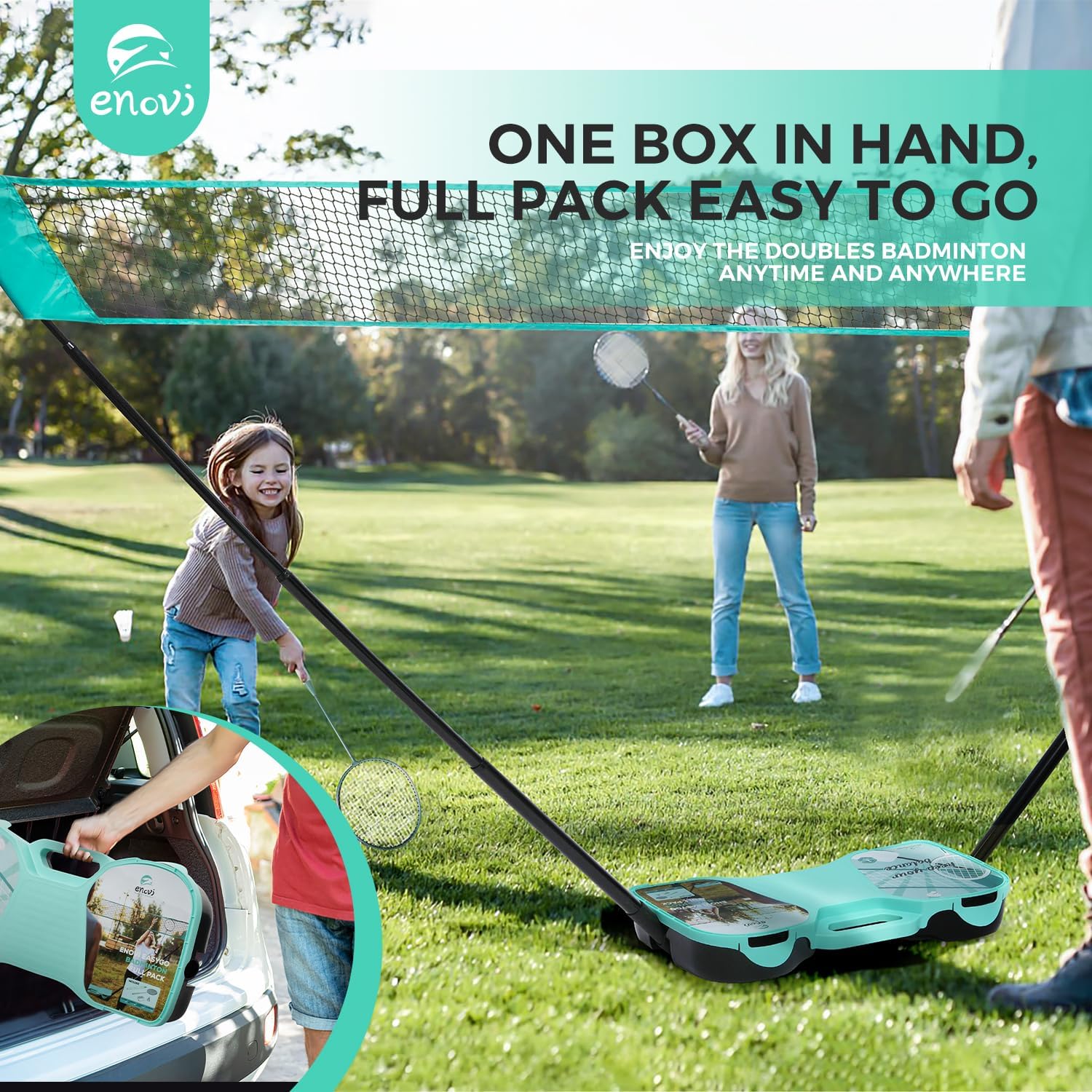 Easygo Badminton Set with Net, 4 Rackets