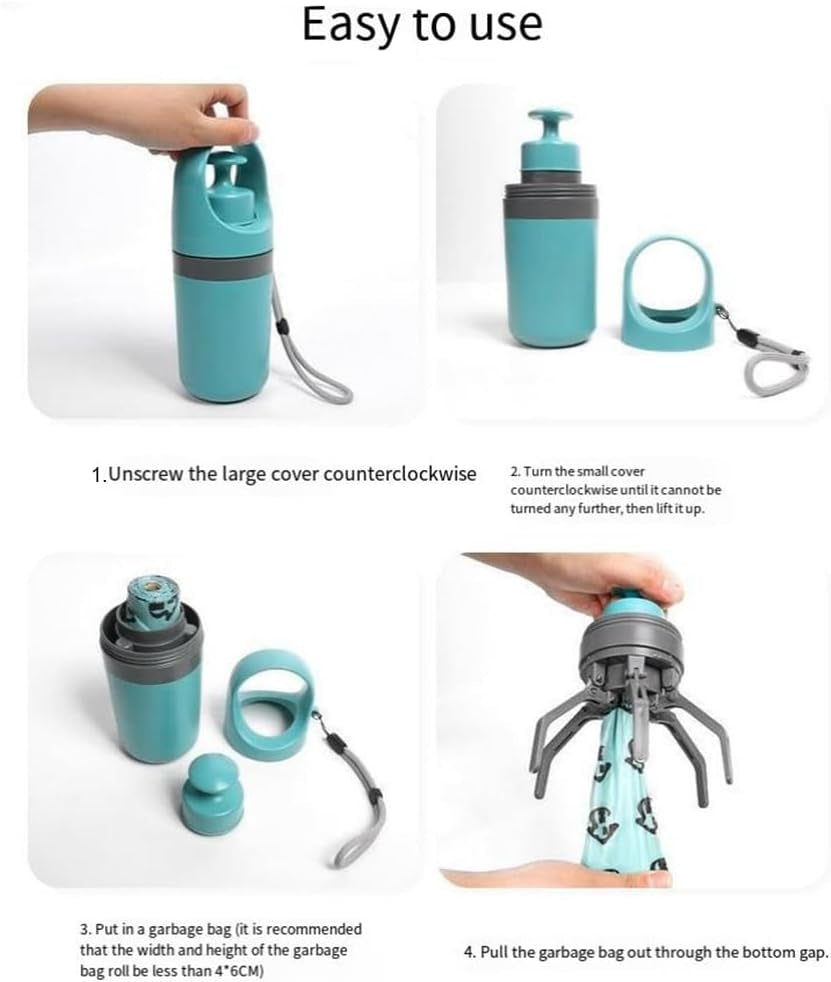 Portable Pet Pooper Scooper,Portable Pooper Scooper for Dogs,Portable Poop Scooper with Bags,Pooper Scoopers with Bag Attachment,With 15/60/120 PCS Bag Attachment. (15PCS, Bags)